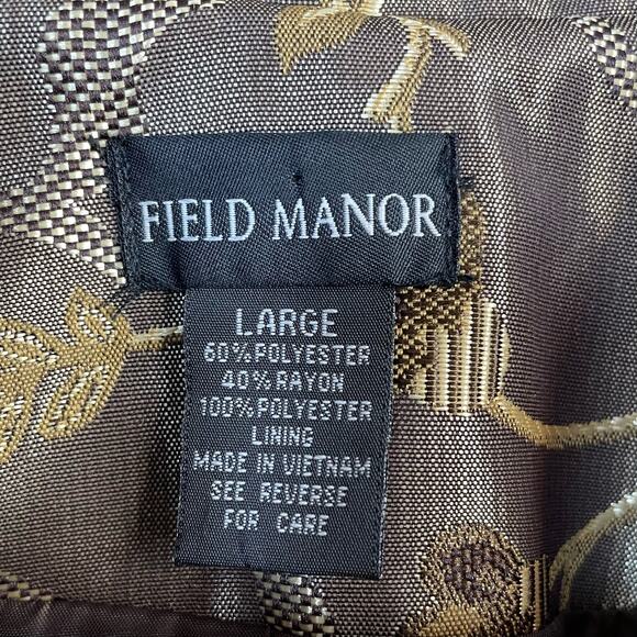 Field Manor Vintage Y2K Gold Brocade Floral Regency Ornate Long Jacket womens L - Picture 12 of 13